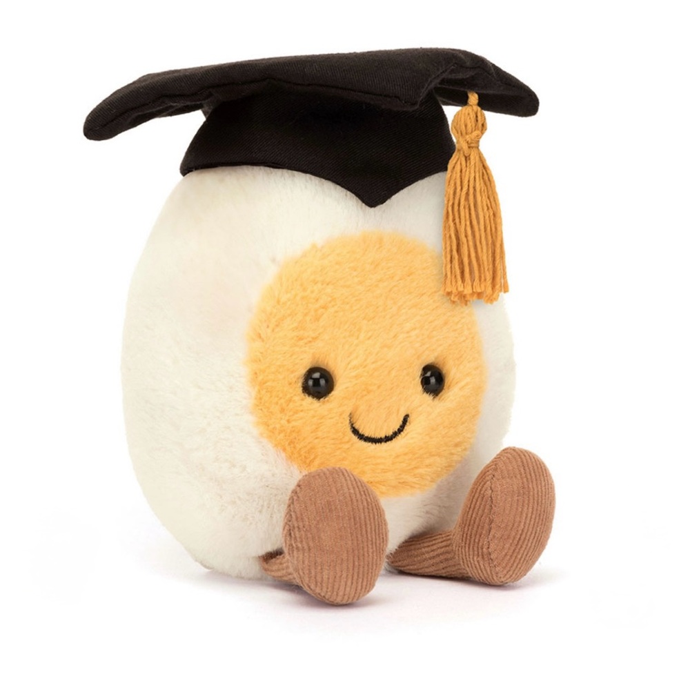 JELLYCAT AMUSEABLES BOILED EGG GRADUATION Food Plush Toy Stuffed Animal NWT